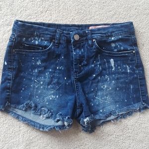 Distressed denim shorts